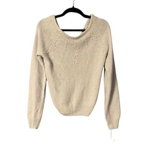 Vtg 70s Northpoint Sweater S Angora Rabbit Lamb Wool Pearl Beaded Fuzzy Ethereal